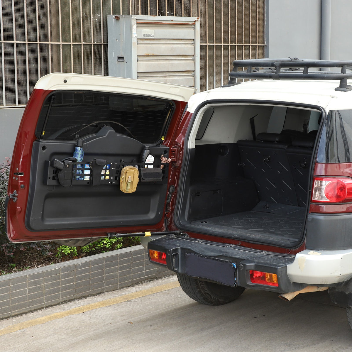 Aluminum Tailgate Hanging Bag Rack Molle Panel For Toyota FJ Cruiser 2007-2021 13