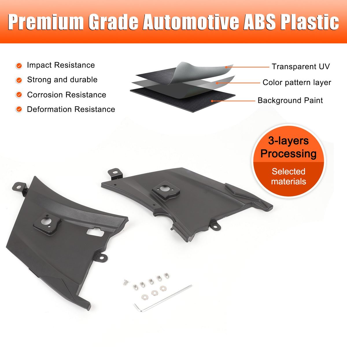 ABS Black Front Engine Bay Side Trim For Toyota Land Cruiser Prado LC250 24+ US 15