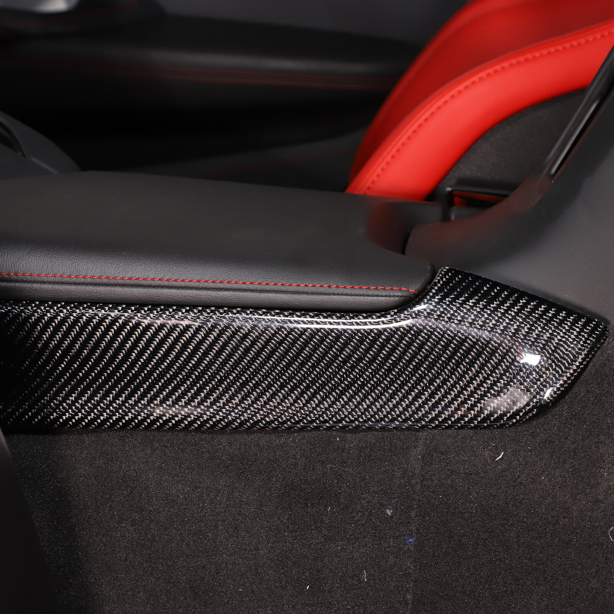 Carbon Central Console Side Panel Strip Trim For C8 Corvette Z06 Z51 Coupe 20-26 6