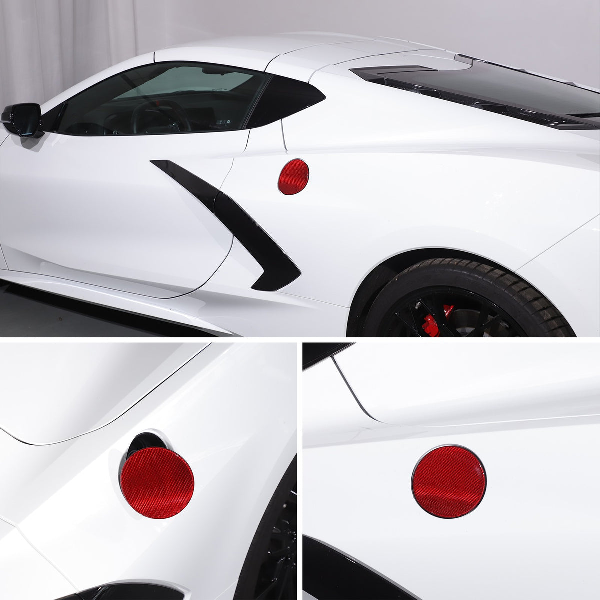 Replacement Red Real Carbon Fiber Fuel Tank Cap Lid Cover For Corvette C8 20+ US 5