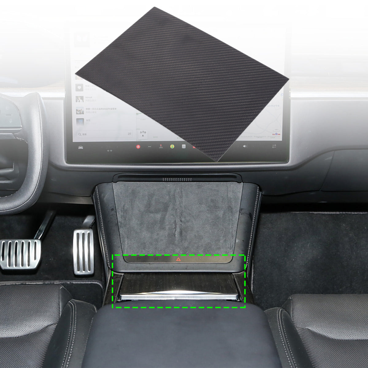 Real Dry Carbon Fiber Center Console Interior Trim Cover For Tesla Model S 23+ 27