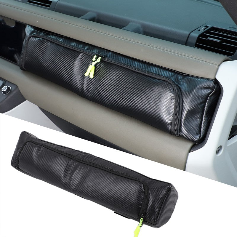 Carbon Fiber Texture Passenger Dashboard Storage Bag For LR Defender L663 2020+ 22