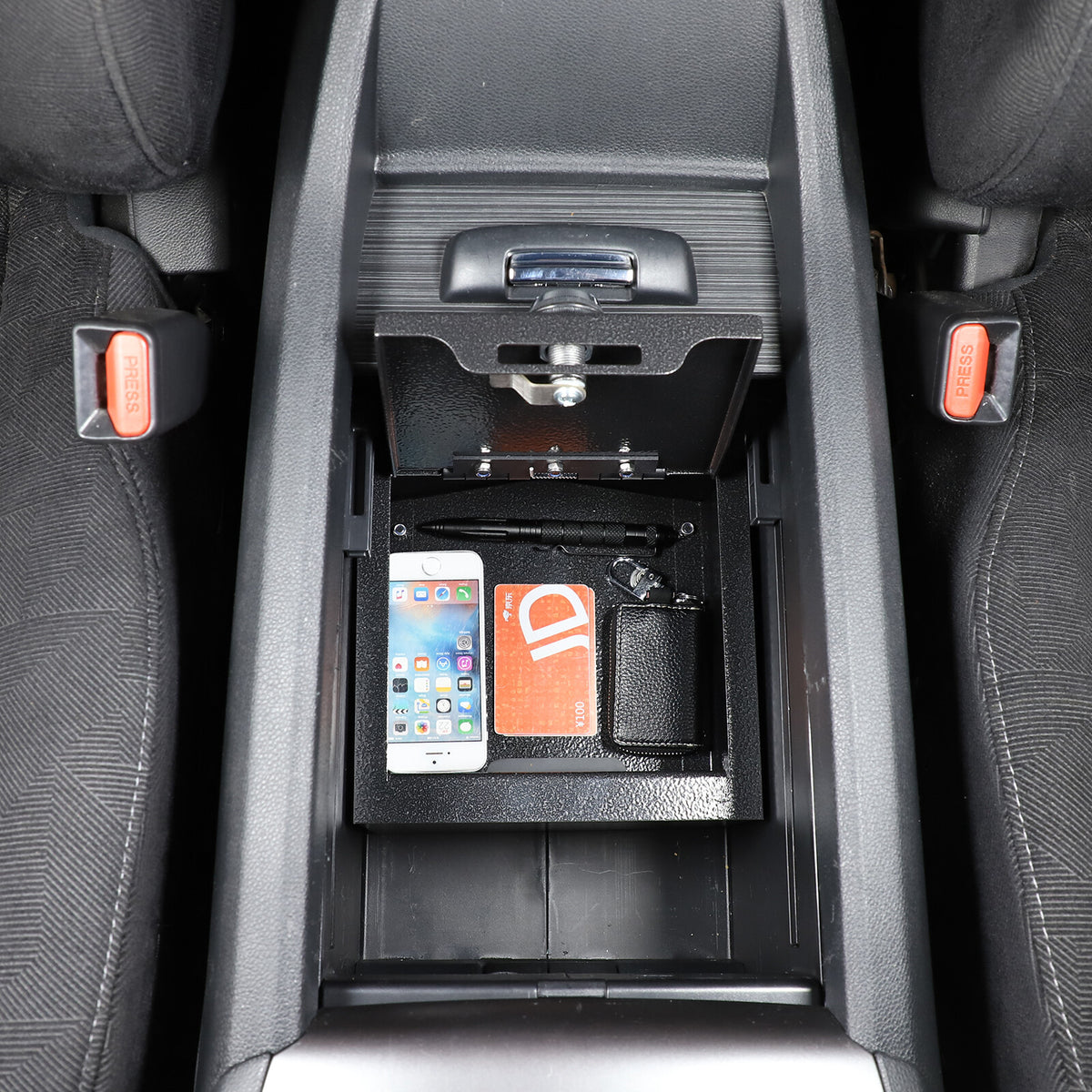 Center Console Safe Storage Box with Keys & Tray for Honda Pilot 2015-22 US 17