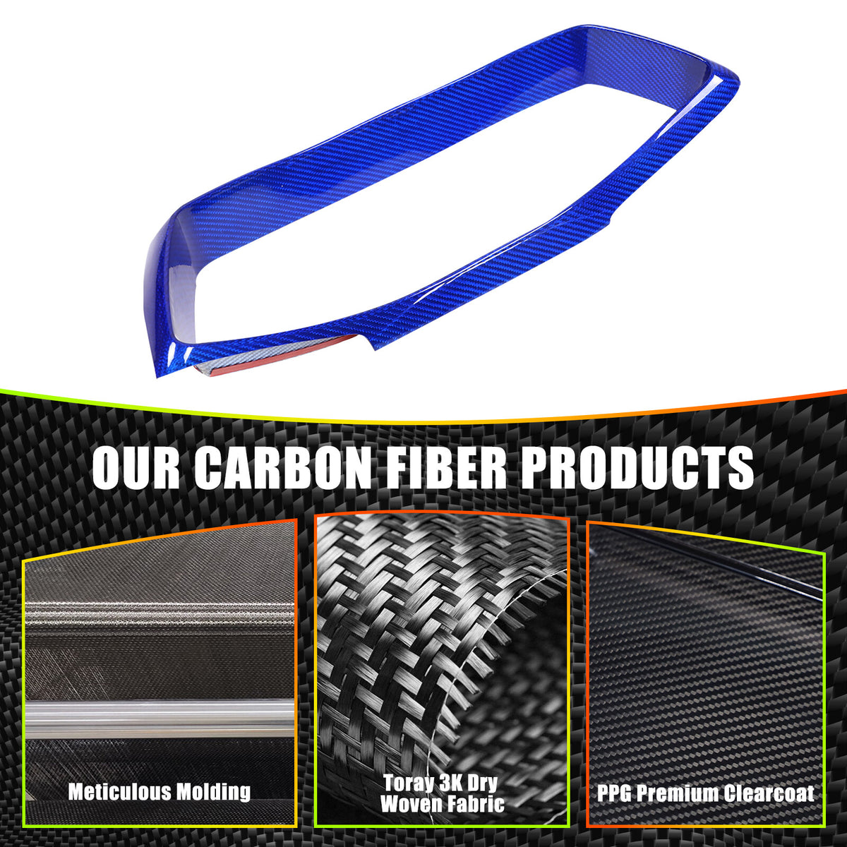 Blue Real Carbon Fiber Speedometer Instrument Trim For C8 Corvette 20-25 17