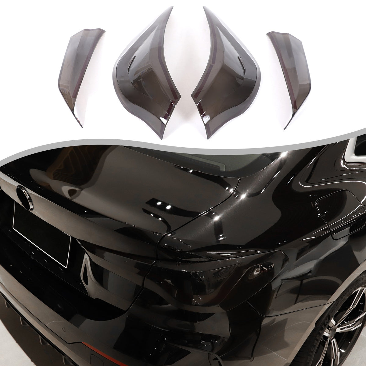 Smoked Rear Tail Light Guard Decor Cover Trim Bezels For BMW 4 Series 2021+ 1