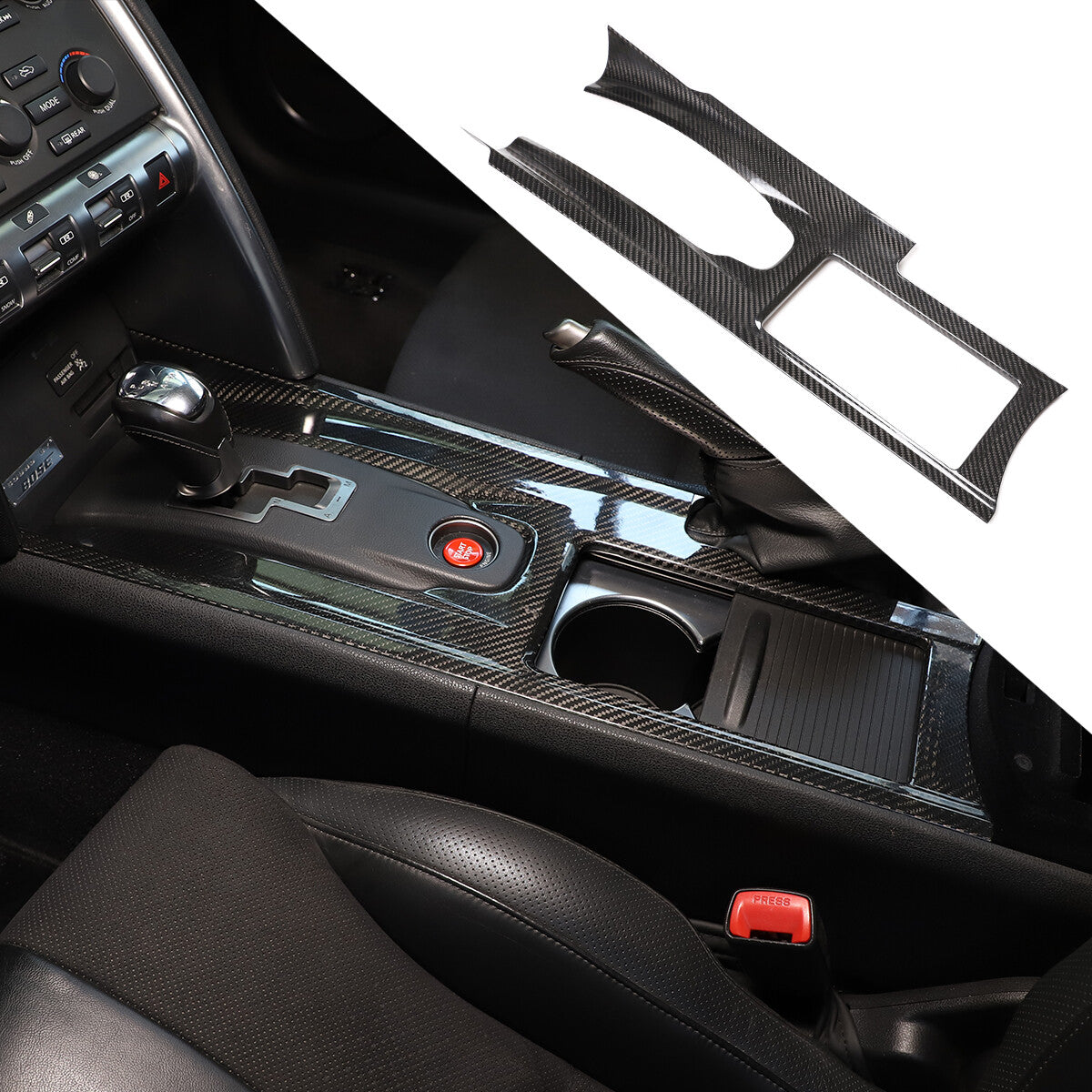Real Carbon Fiber Inner Console Gear Shift Overlay Trim For Nissan GTR R35 08-16 5