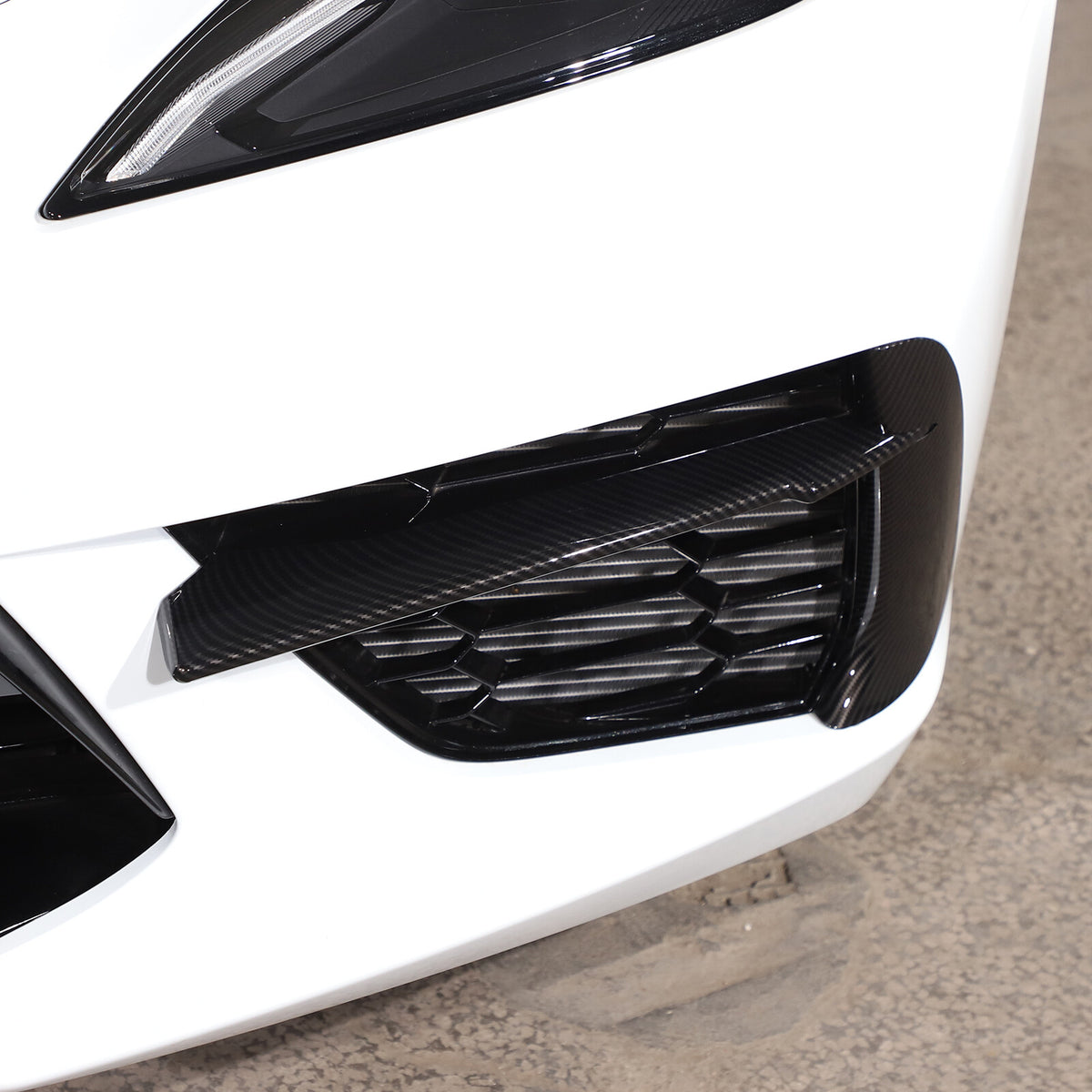 Carbon fiber Style Front Bumper Fog Light Lamp Trims for Corvette C8 2020-25 US 7