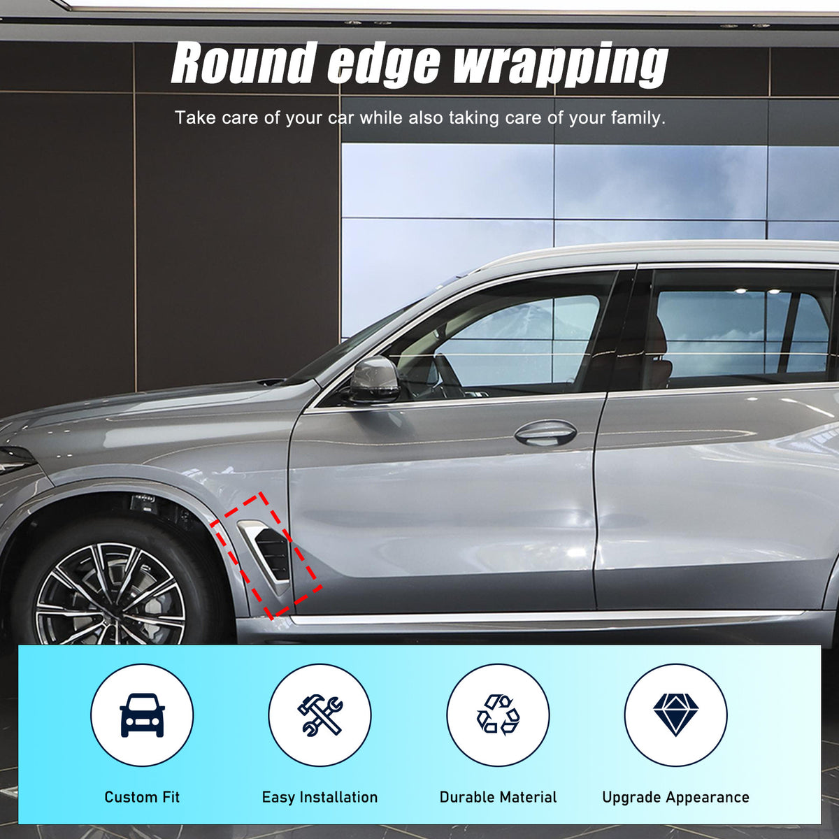 Real Carbon Fiber Side Body Fender Air wing Vent Trim Cover For BMW X5 G05 23-24 13