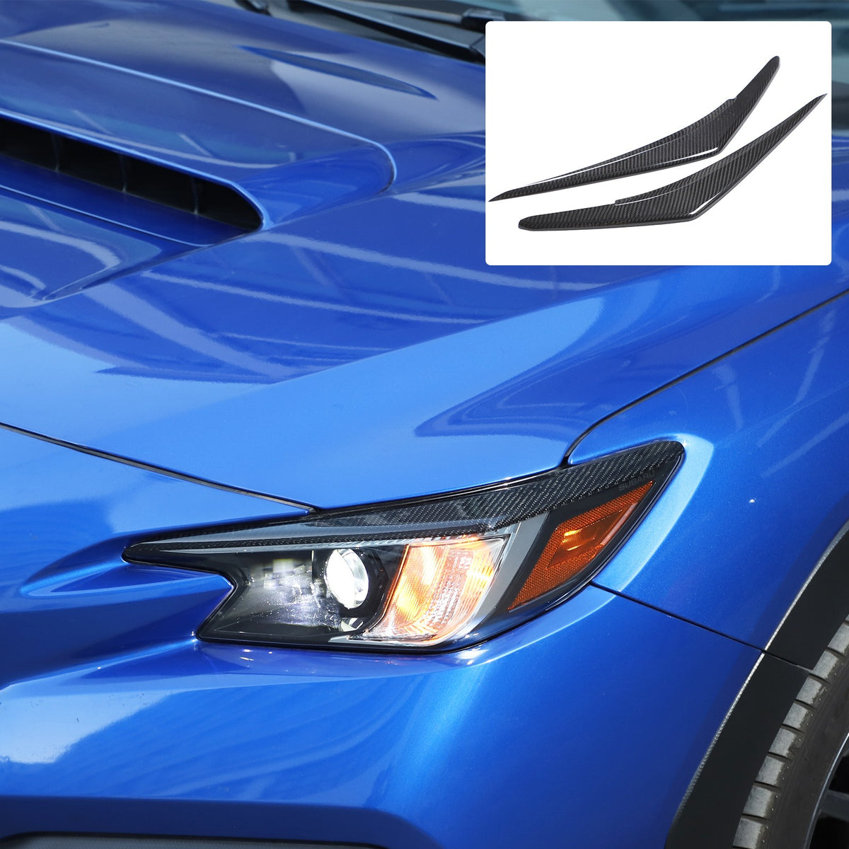 Real Carbon Fiber Front Headlight Eyebrow Trim For Subaru WRX/Levorg 2022-2023 1