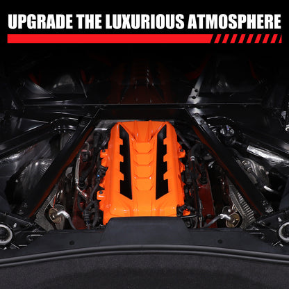 Orange Engine Bay Panel Cover Trim in Edge Black For Corvette Coupe C8 20-26 US 11