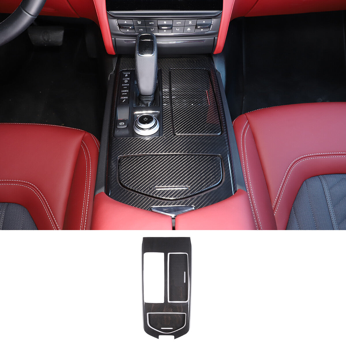 Real Carbon Fiber Gear Shift Panel Cover Trim For Maserati Ghibli 2017-23 US 2
