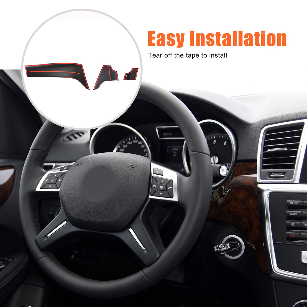 Carbon Fiber ABS Center Console Panel Trim For Benz ML W166/GL X166 2012‑2015 21