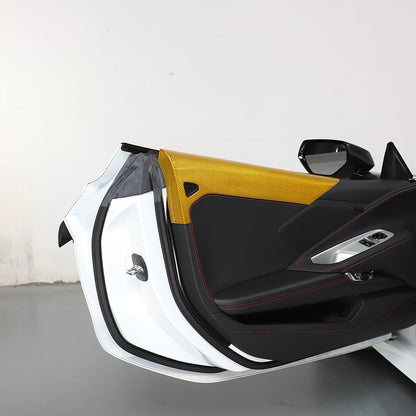 Yellow Carbon fiber Interior Door Upper Panel trim Cover For Corvette C8 2020-26 6