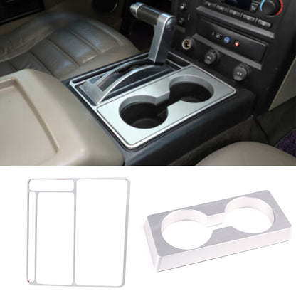 Silver Alloy Heightened Cup Holder Panel Trim Decorate Cover For Hummre H2 03-07 1