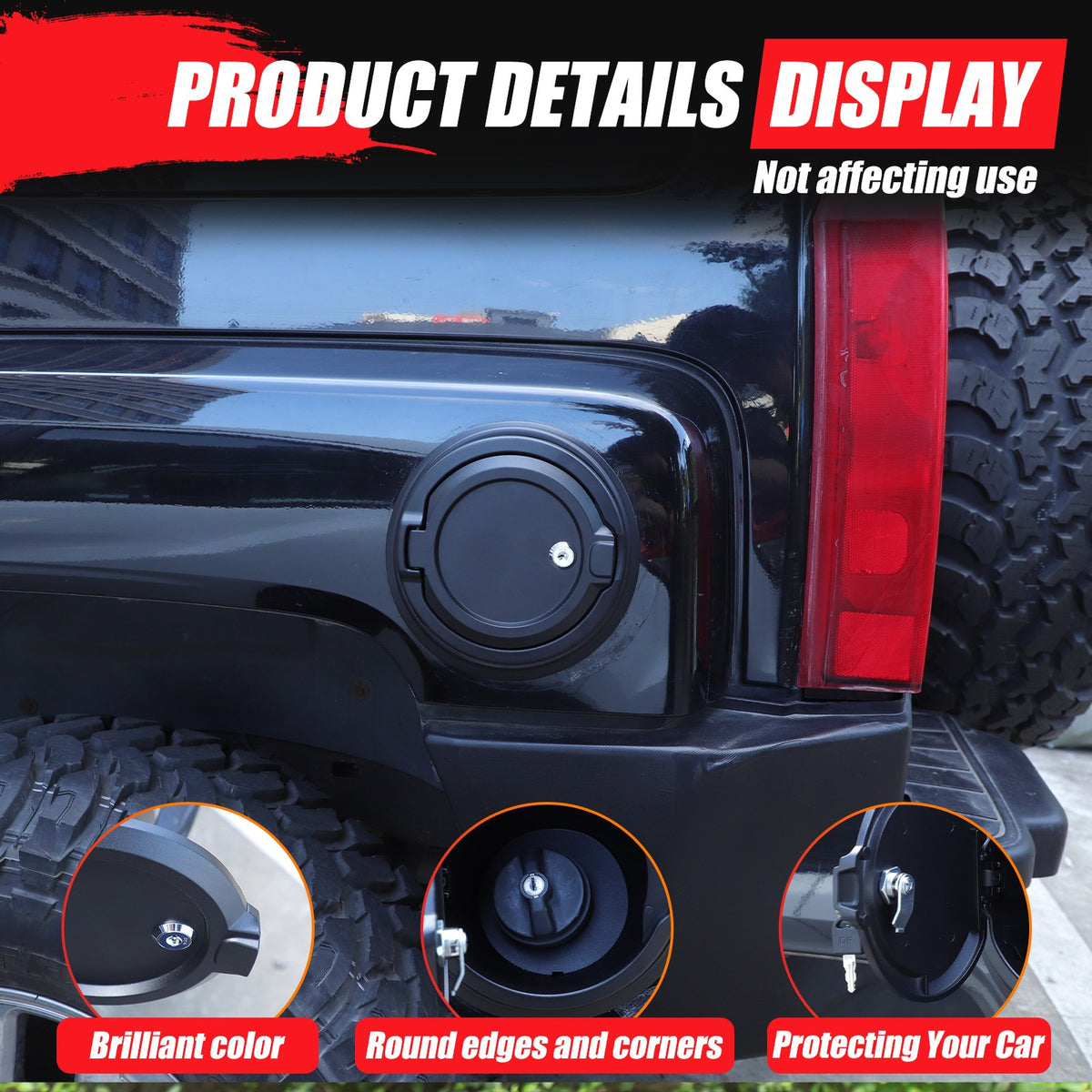 ABS+Aluminum Fuel Tank Lock Cover Trim Cap For Hummer H3 2005-2009 8