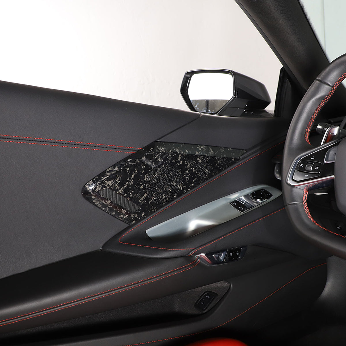 Forged Real Carbon Fiber Door Sound Speaker Cover Trim For 2020-26 C8 Corvette 9