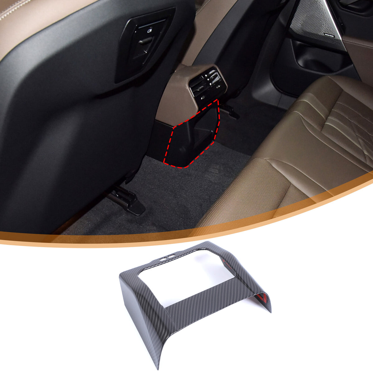 Carbon ABS Interior Rear Air Vent Anti-Kick Panel Trim For BMW 5 Series G60 24+ 6