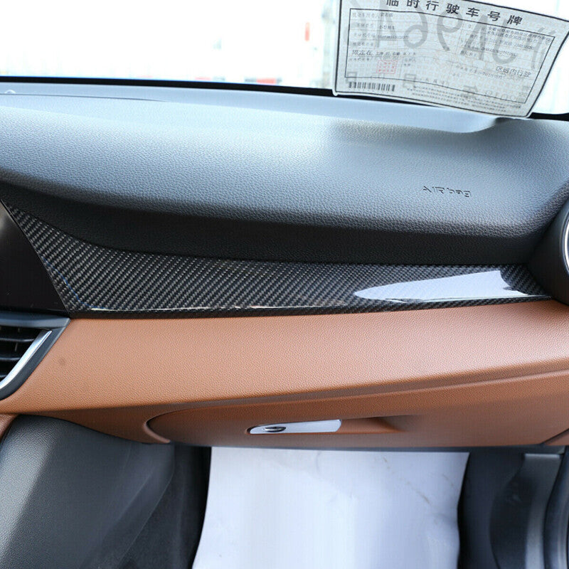 Real Carbon Fiber Dashboard Console Center Panel Trim For Alfa Romeo Giulia 3