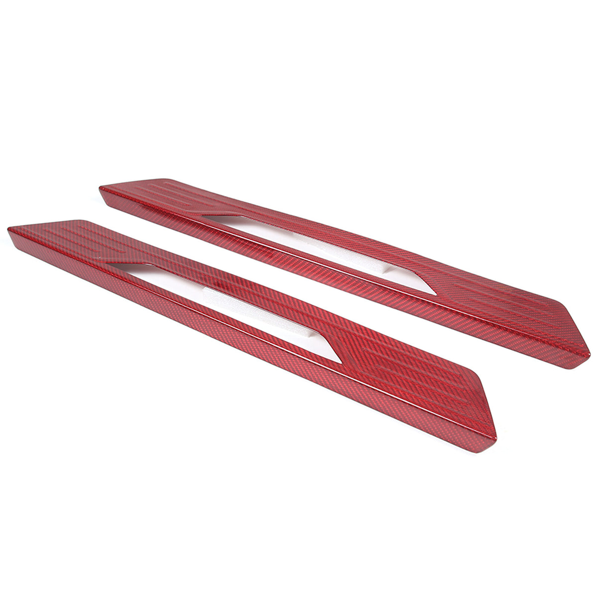 Red Real Carbon Fiber External Sill Strip Sticker Trim For Corvette C8 2020-26 8
