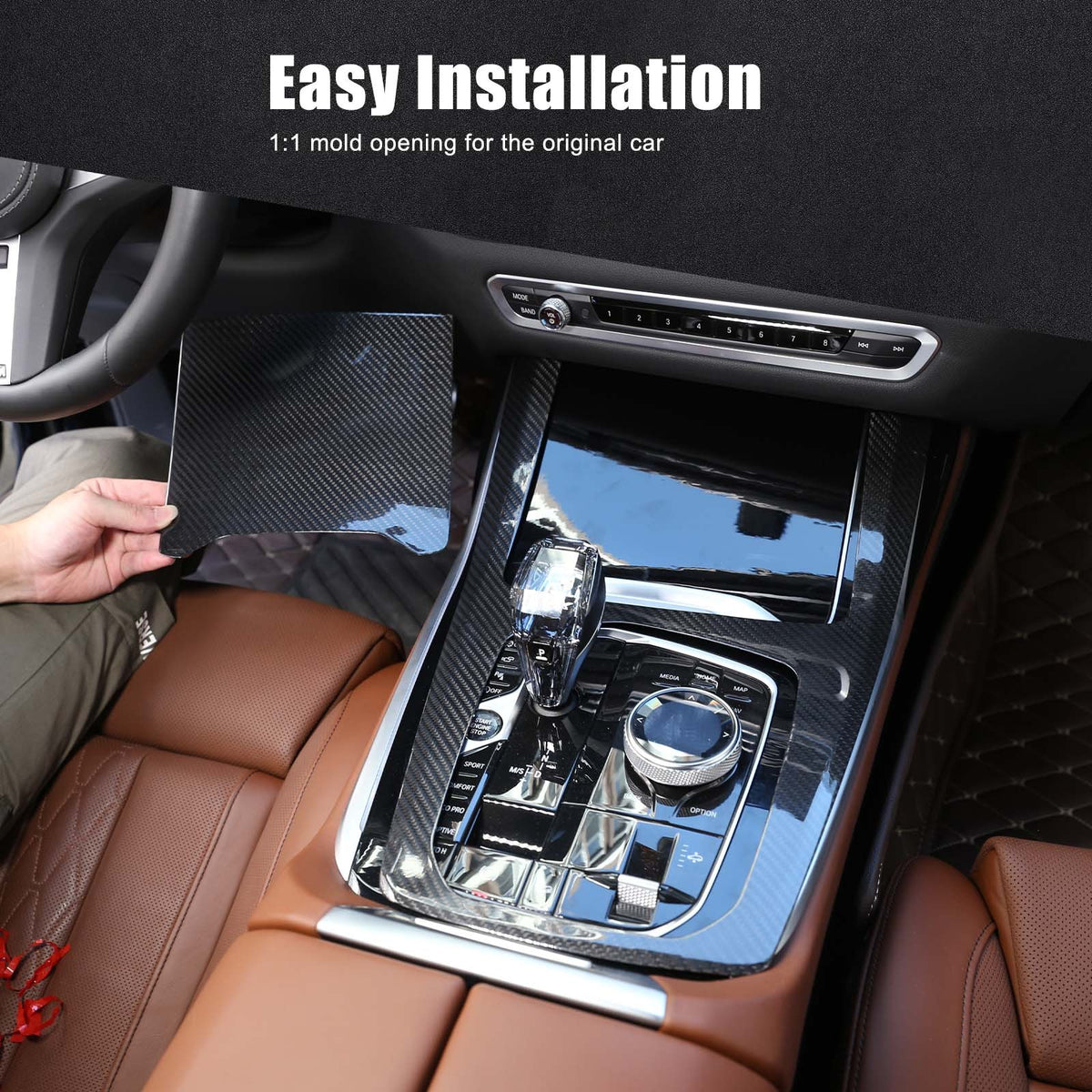 Real Carbon Fiber Car Center Console Gear Panel Cover For BMW X5 X6 X7 G05 G07 6