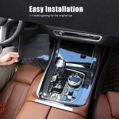 Real Carbon Fiber Car Center Console Gear Panel Cover For BMW X5 X6 X7 G05 G07 6