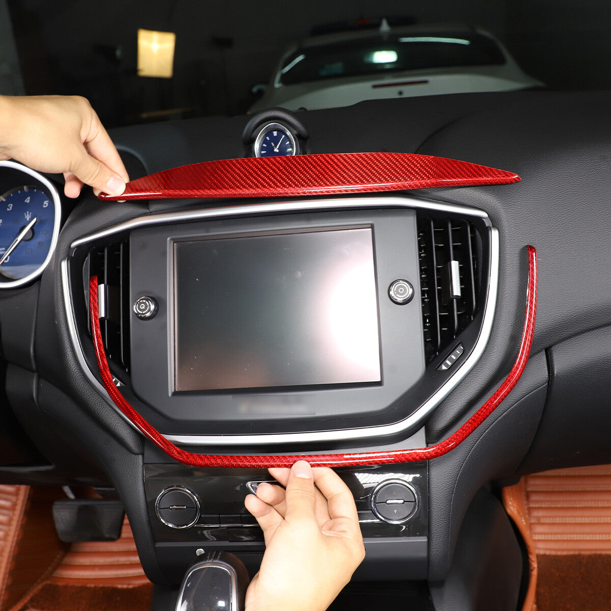 Red Central Console Air Outlet Vent Cover Trim For Maserati Ghibli 2014-2015 10