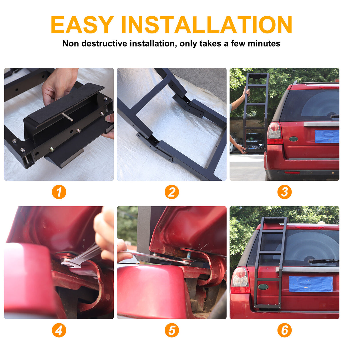 Off-Road Rear Hatch Tailgate Ladder For LR Freelander 2 LR2 L359 2007-15 US 17