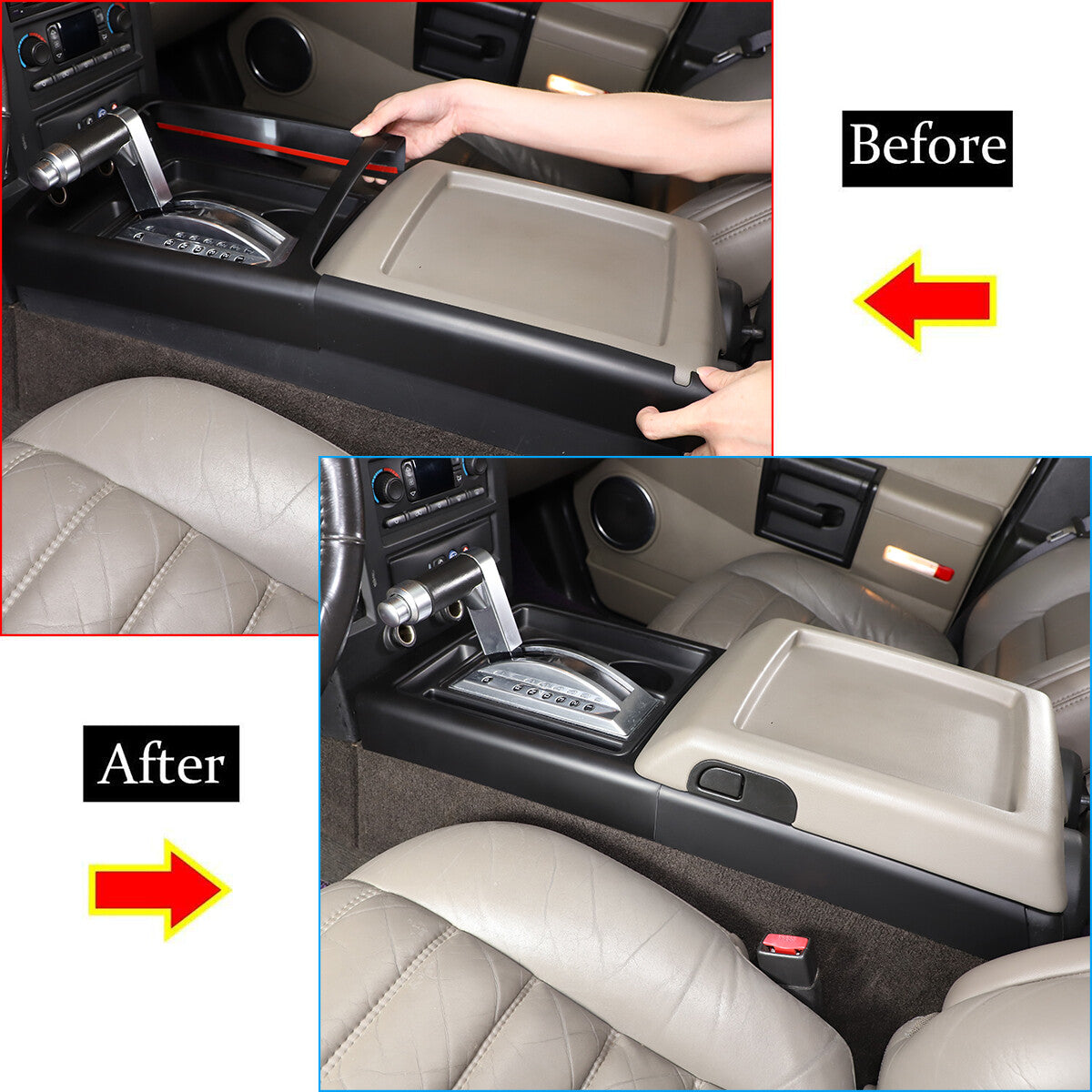 Matte Black Interior Gear Shift Panel Side Trim Cover For Hummer H2 2003-2007 3