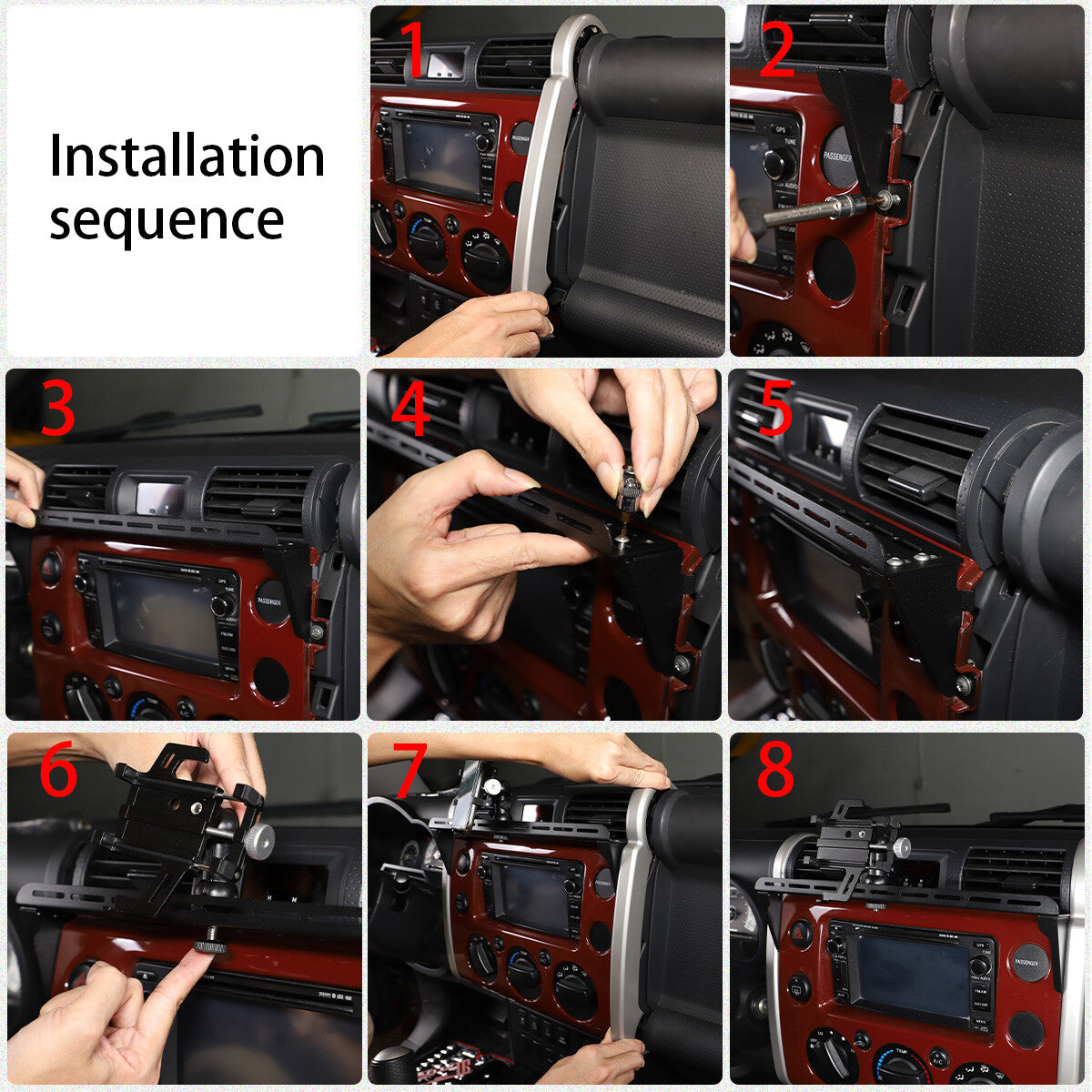 Center Console Multi-functional Double Phone Holder For FJ Cruiser 2007-21 4