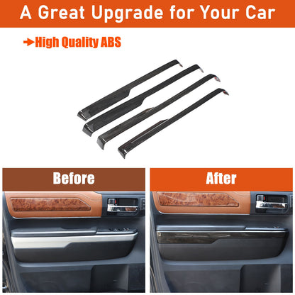 Black Wood Grain ABS Door Armrest Lower Trim For Toyota Tundra 2014‑2020 22