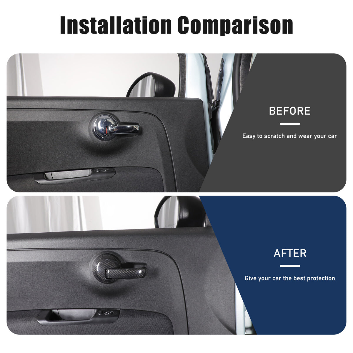 Real Carbon Fiber Interior Door Handle Trim For Fiat 500 Abarth 595 695 2010+ 21