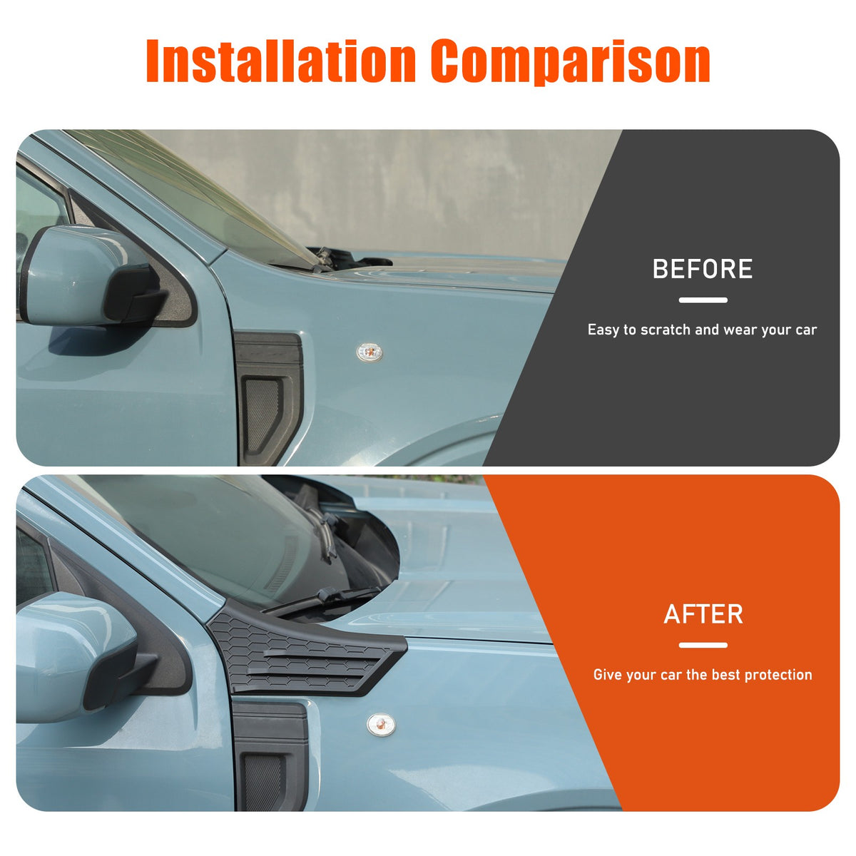 Matte Black ABS Hood Cowl Body Cover Corner Guards Trim For Ford Maverick 22+ US 23