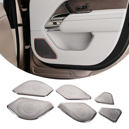 6PCS Silver Steel Inner Door Speaker Cover For Land Rover Range Rover 2023+ 2