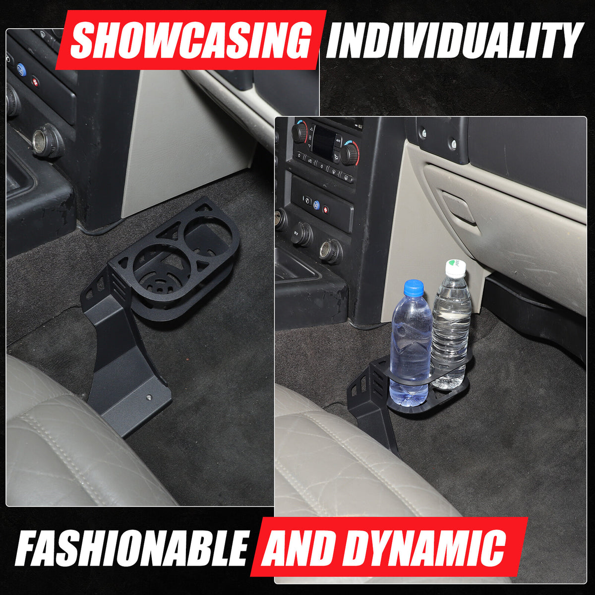 Black Aluminum Passenger Side Seat Cup Holder Bracket For Hummer H2 2003-2009 11