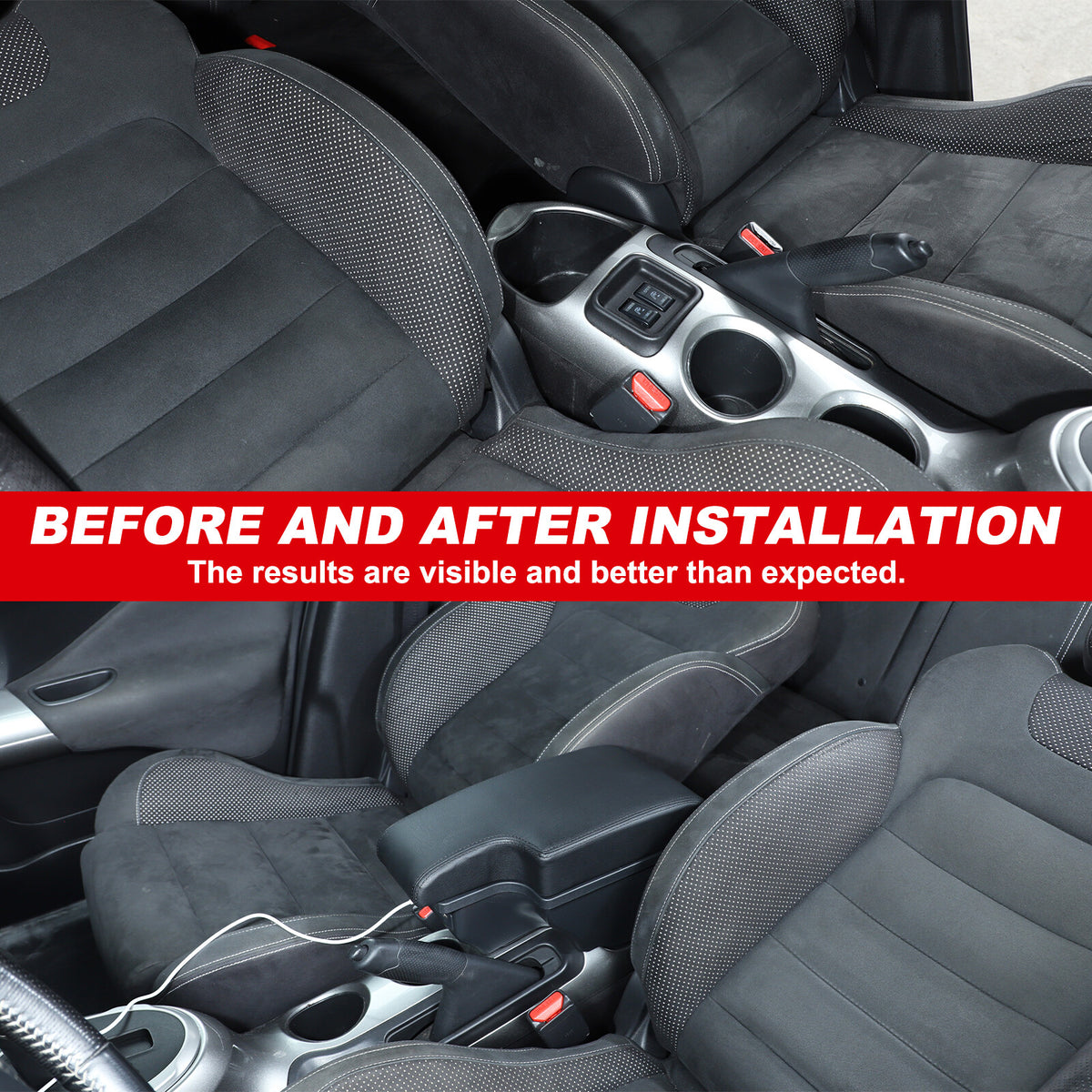 Center Console Armrest Storage Box Black Central Container For Nissan Juke 10-19 4