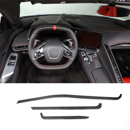 Real Carbon Fiber Center Console Trim Cover Sticker Set For Corvette C8 20-25 US 9