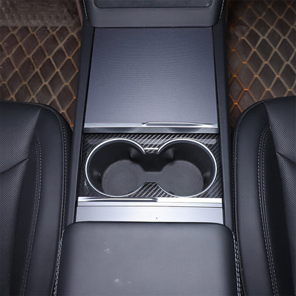 Real Dry Carbon Fiber Center Console Interior Trim Cover For Tesla Model 3 2023+ 32