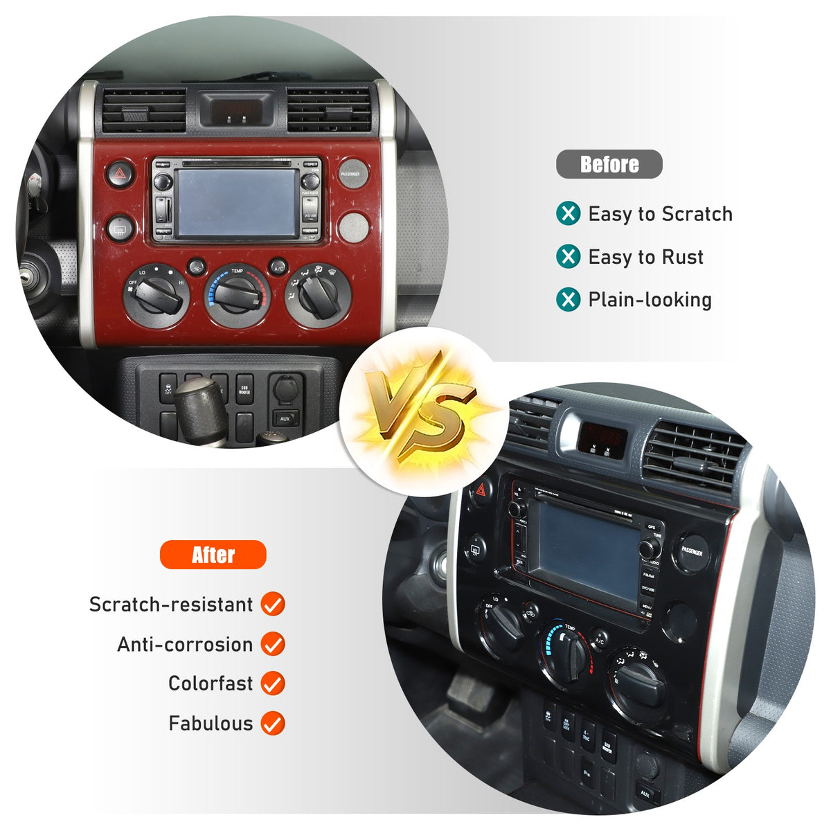 Piano Black ABS Navigation Decorative Panel For Toyota FJ Cruiser 2007-2021 15