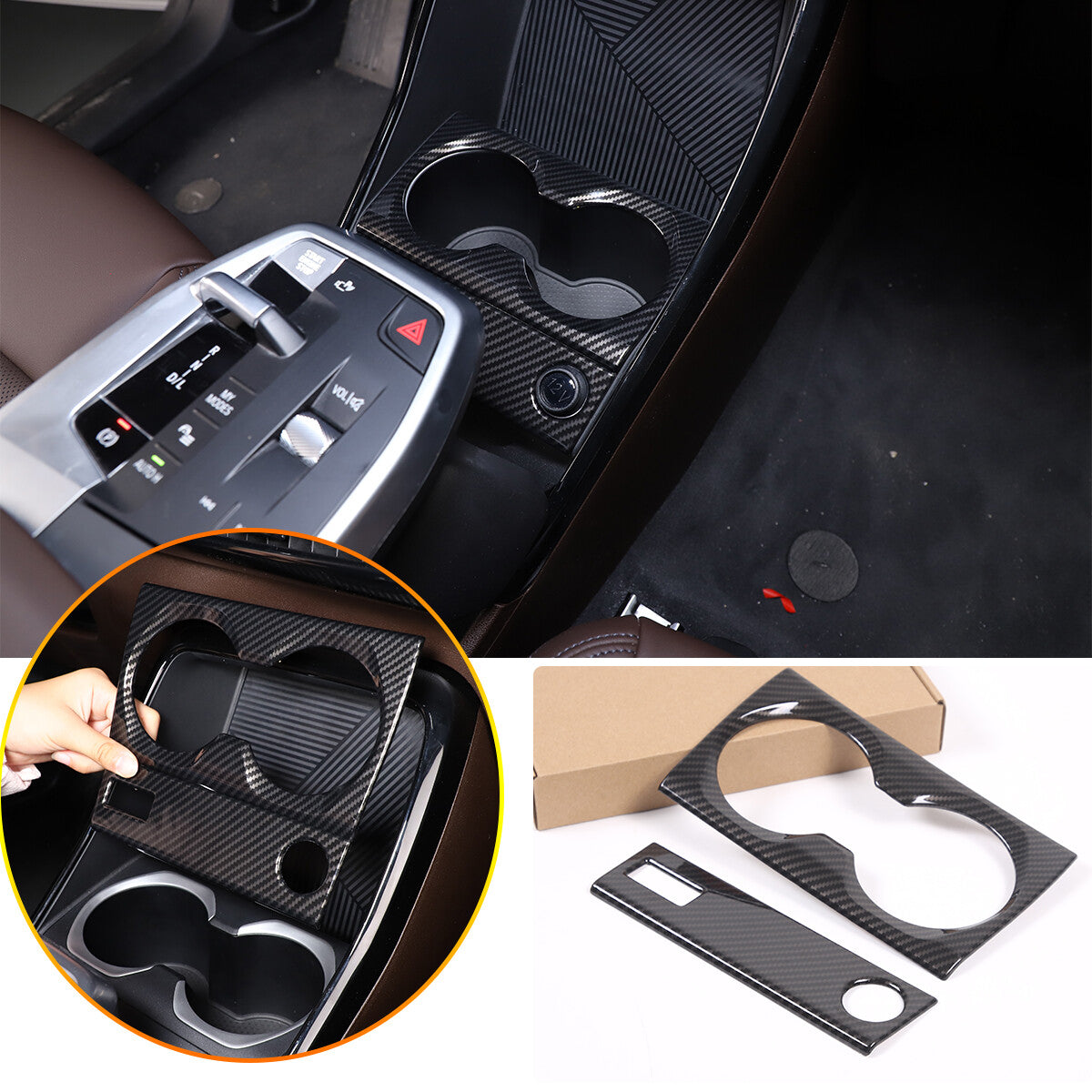 ABS Carbon Fiber Center Console Gear Panel Cover Trim Set for BMW X1 U11 2023+ 5